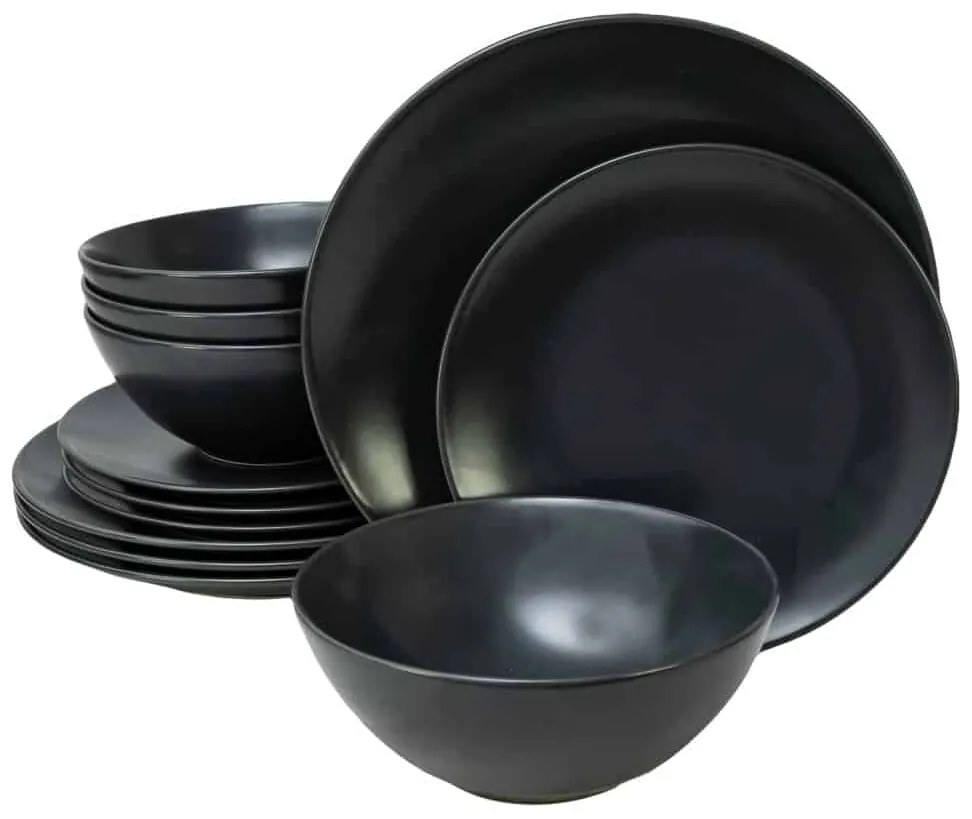 Set Complet Serviciu De Masa Anthracite 12 piese, pentru 4 persoane, Cesiro, Gri Antracit Mat