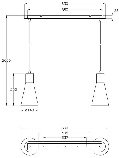 Fabas 2753/46/138 -Lustra pe cablu DIANA 2xE27/60W/230V