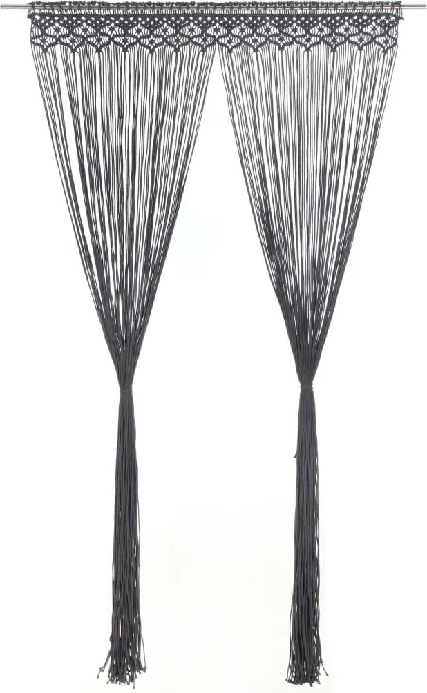 vidaXL Perdea macrame, antracit, 140 x 240 cm, bumbac