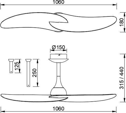 Ventilator cu 2 palete si telecomanda IPANEMA II alb/ aspect lemn MA-9039