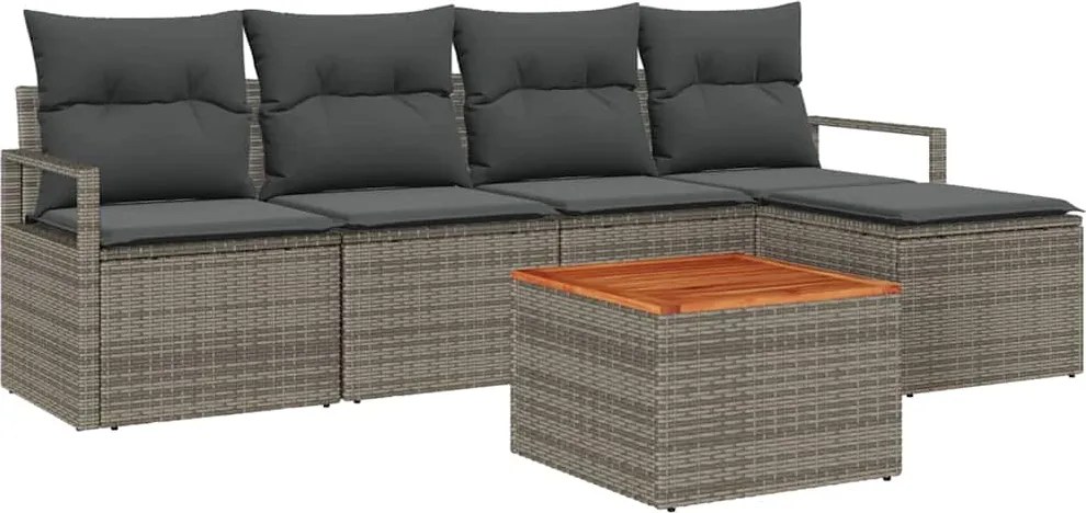 vidaXL Set de canapele pentru grădină cu pernă 6 pcs Gri poliratan