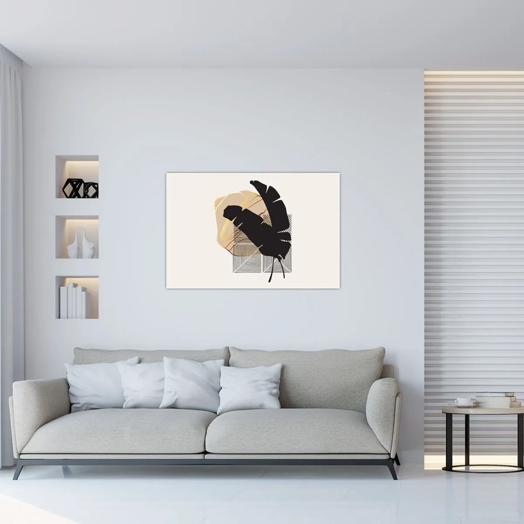Tablou - Abstracție cu frunze tropicale N⁰4 (90x60 cm)
