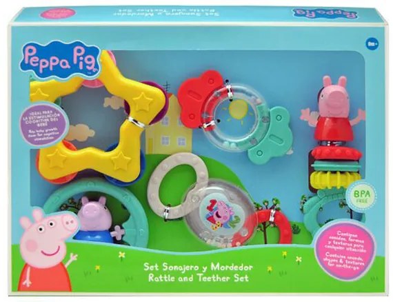 Purcelușa Peppa Fun set de zornăitoare și inele dentare pentru bebeluși, 5 buc