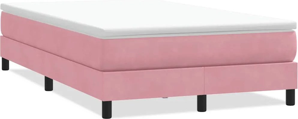 vidaXL Pat cu arcuri fără saltea roz 120x220 cm catifea