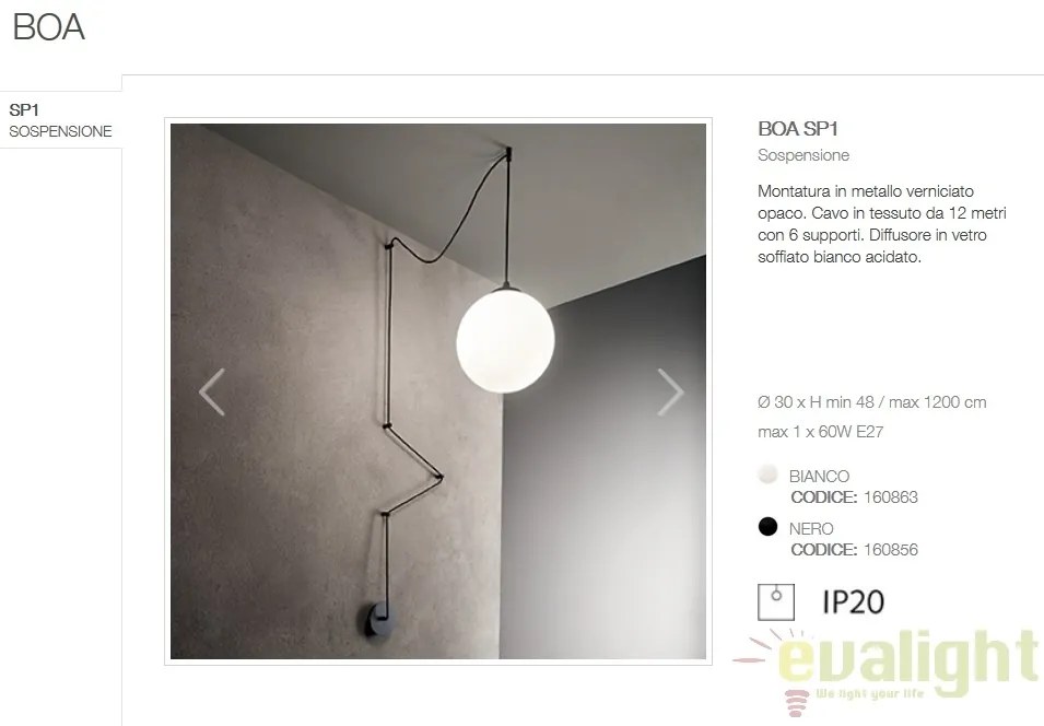 Pendul design modern BOA SP1 BIANCO 160863