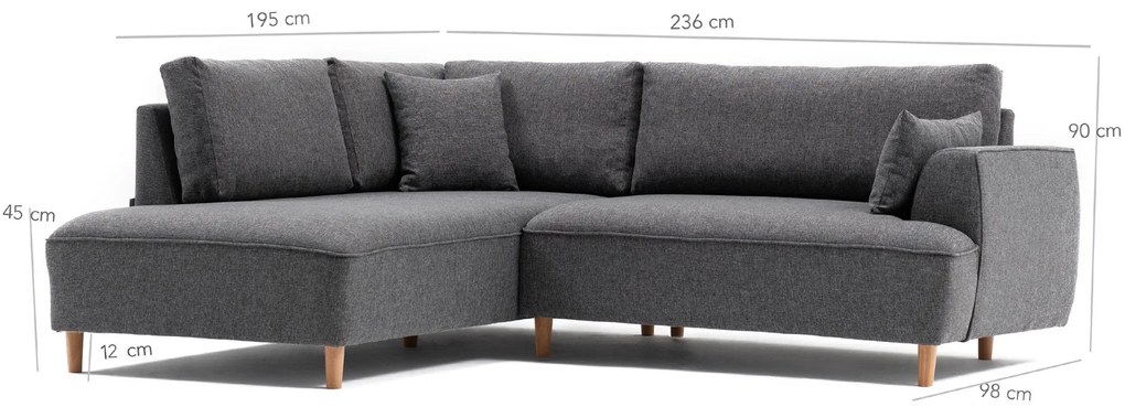 Canapea de colț Felix Extra Soft Corner Sofa Left - Dark Grey