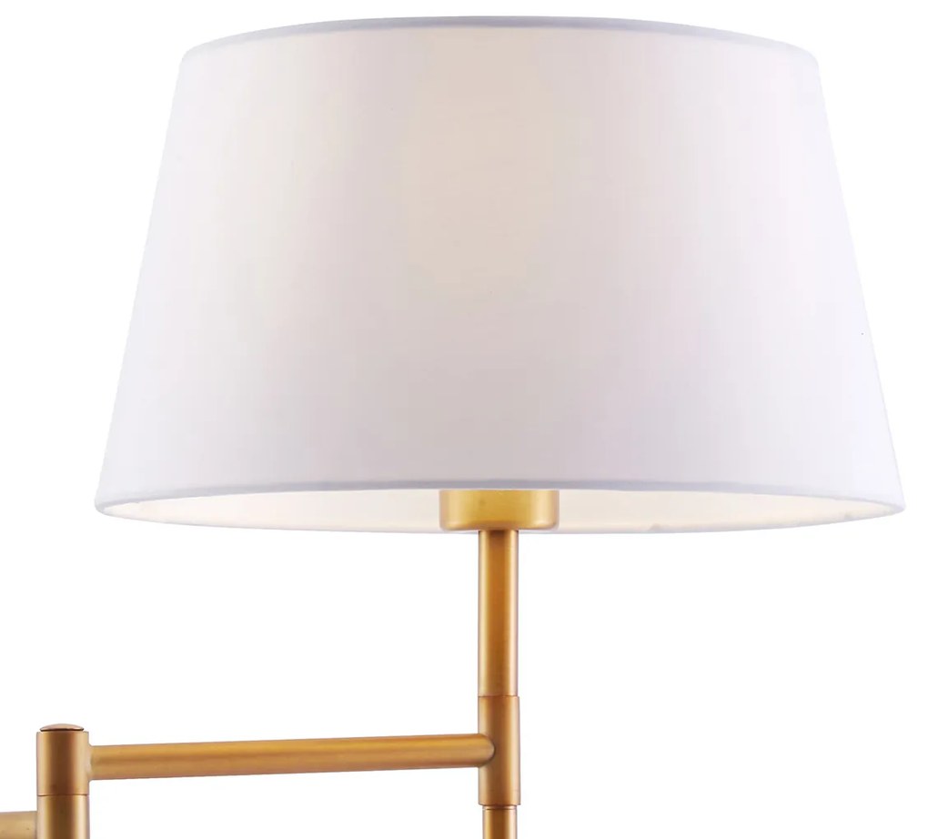 Lampă de podea bronz cu abajur alb și lampă de citit reglabilă - Ladas