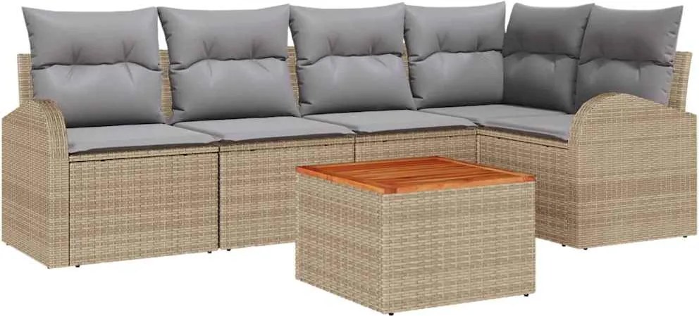 vidaXL Set de canapele pentru grădină 6 pcs Beige și gri deschis