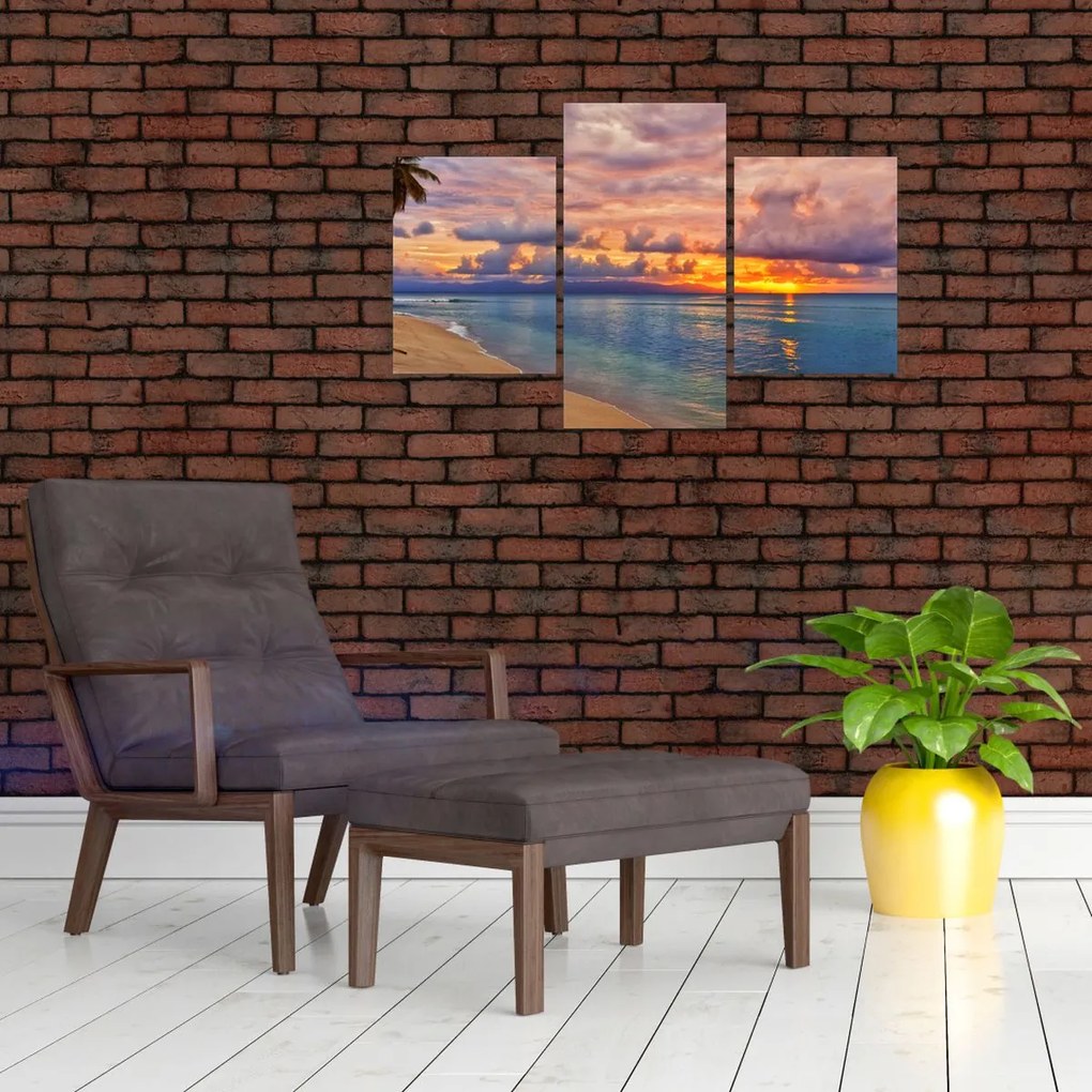 Tablou - Apus de soare la plajâ (90x60 cm)