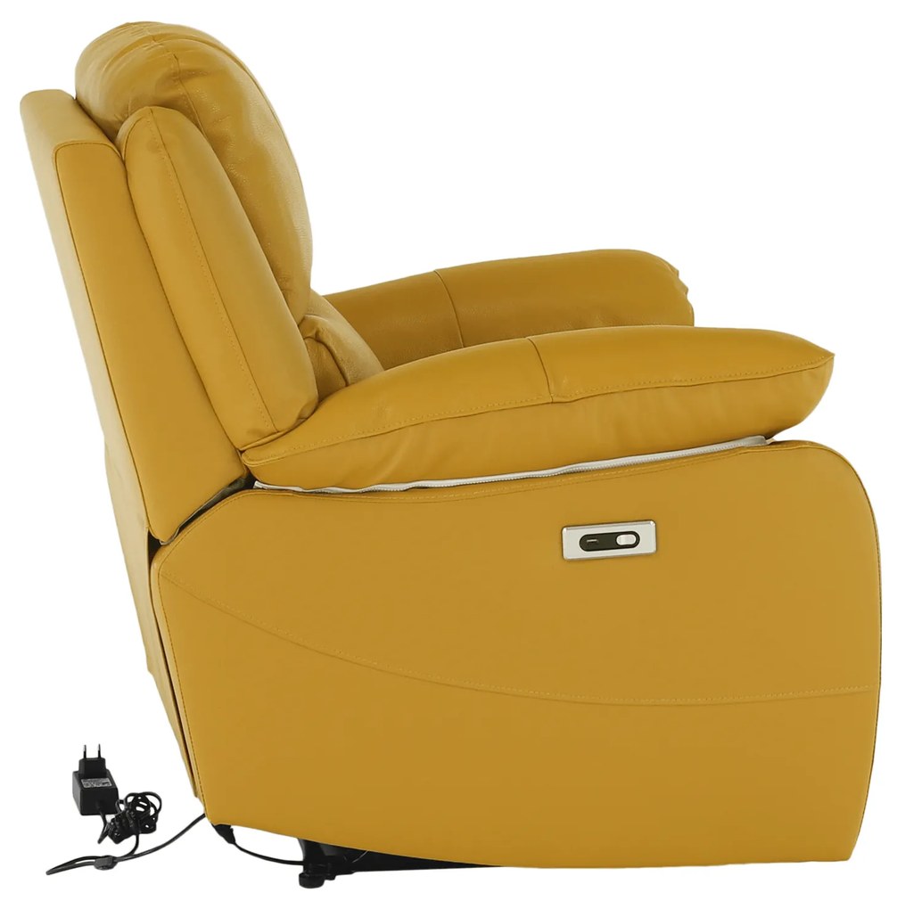 Fotoliu de relaxare, piele / piele ecologică galben, VIVAN