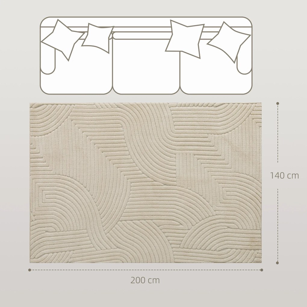 HOMCOM Covor Fabricat Mecanic, 15 mm inalt, Versatil, Anti-Alunecare, Alb Crem | Aosom Romania