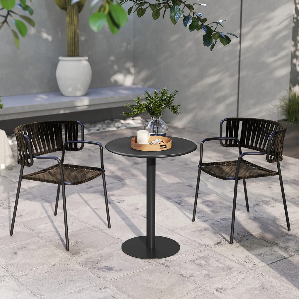 HOMCOM Masă de Dining Rotundă și Modernă pentru 2 Persoane din Oțel, Neagră | Aosom Romania