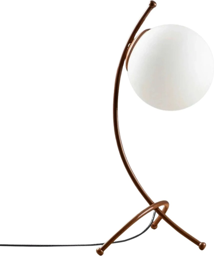 Veioza YAY 5013, alb/cupru, sticla/metal, 23x18x43 cm