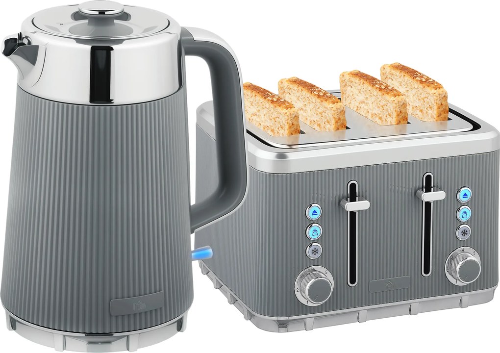 HOMCOM 2200W, fierbător 1,7L cu funcție de fierbere rapidă, filtru anticalcar și toaster cu 4 felii și 7 trepte de rumenire, gri | Aosom Romania