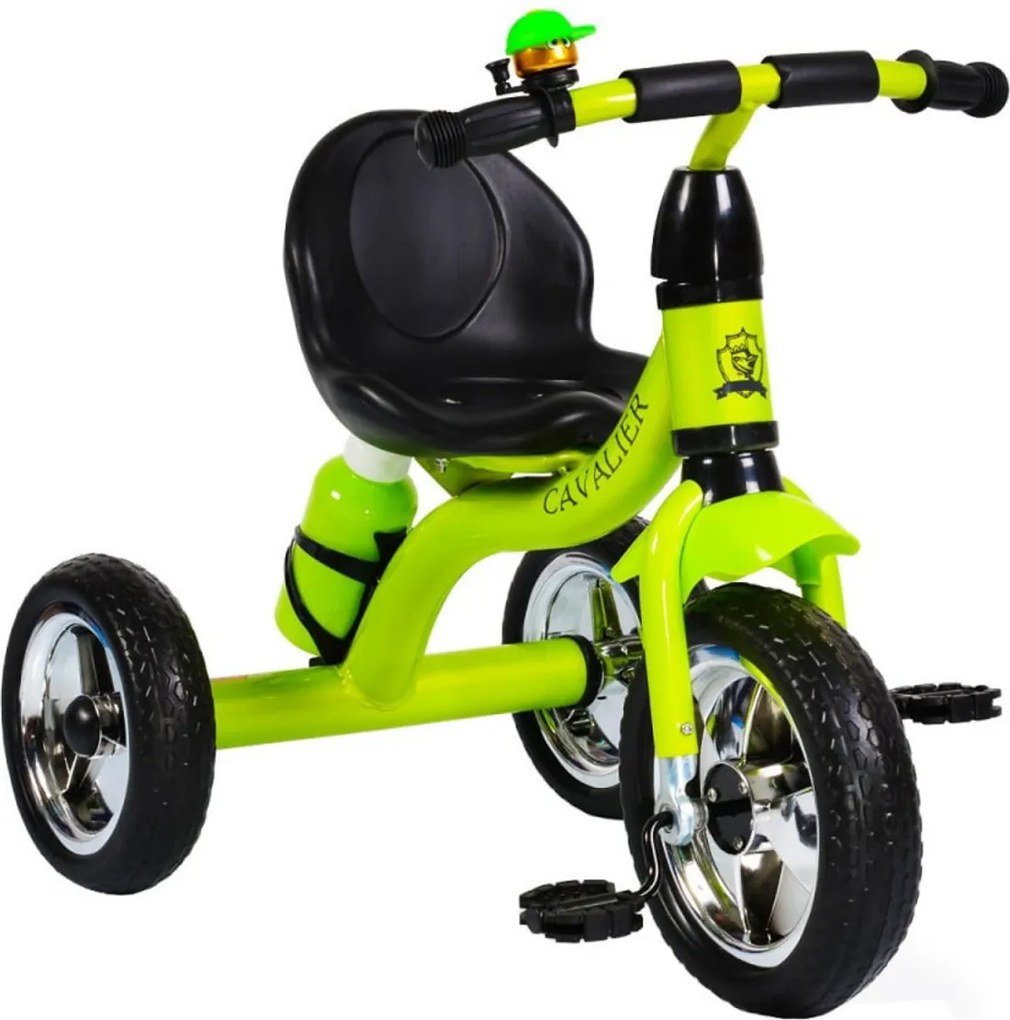 Tricicleta cu pedale NOVOKIDS™ Chavalier ,Cu sonerie si sticla de apa, max 20 kg, Roti din spuma cauciucata EVA, Cadru metalic, Dimensiuni 75X54X46
