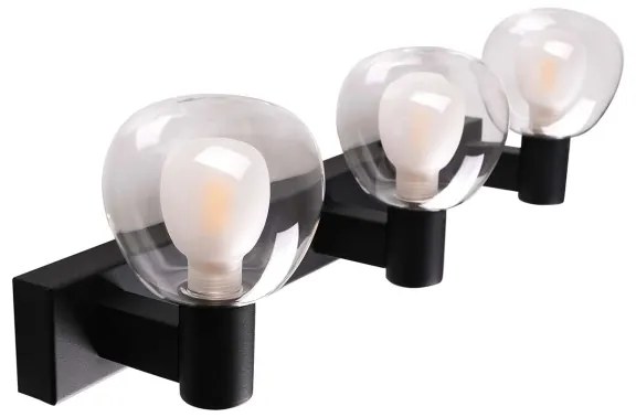 Aplica de perete pentru baie POLA, 3xG9/5W/230V, IP44, negru/transparent