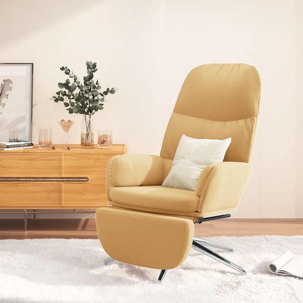 3097386 vidaXL Scaun de relaxare cu taburet, crem, piele ecologică