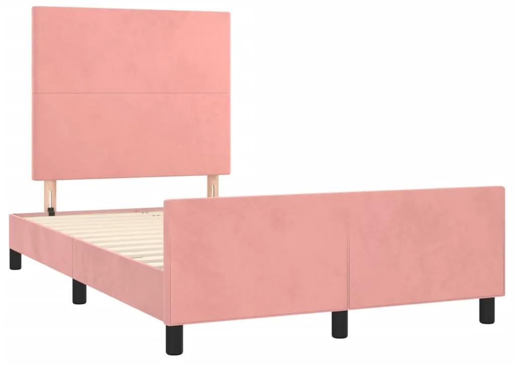 3270571 vidaXL Cadru de pat cu tăblie, roz, 120x190 cm, catifea