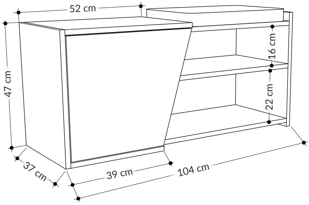 Comodă pentru pantofi Fiona - Oak, Anthracite