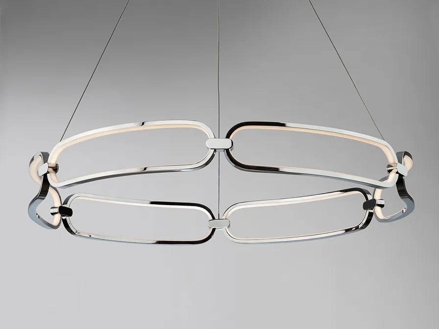 Lustra LED suspendata design ultra-modern, dimabila cu telecomanda, 80cm Colette crom