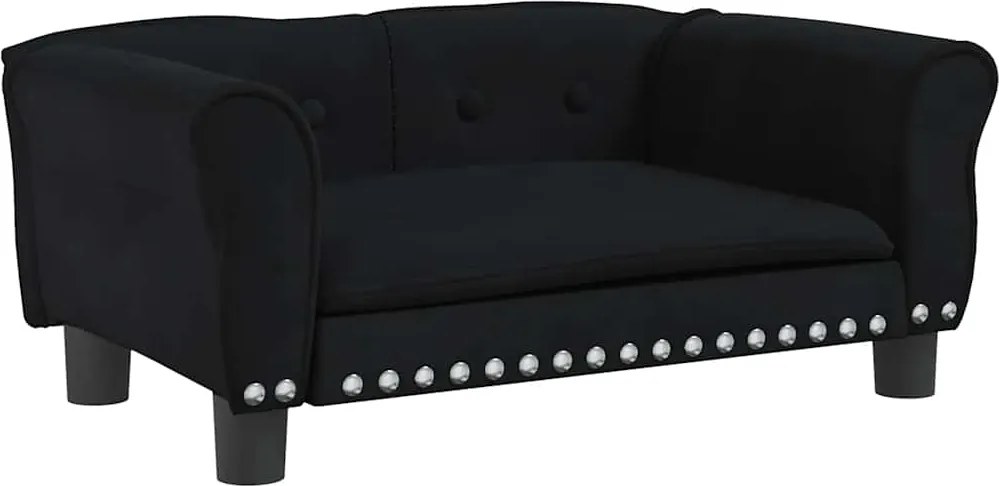 vidaXL Pat de câini, negru, 70x45x30 cm, catifea