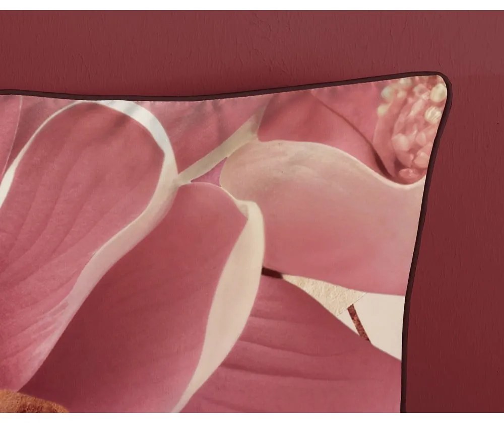 Lenjerie de pat roz-bej din bumbac satinat pentru pat de o persoană, extinsă 140x220 cm Chaja – Descanso