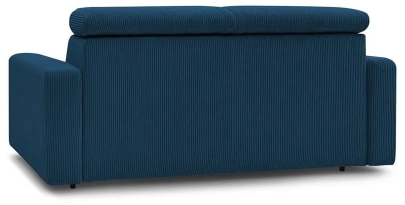 Canapea albastru-închis extensibilă cu tapițerie din catifea reiată 195 cm Monaco – Bobochic Paris