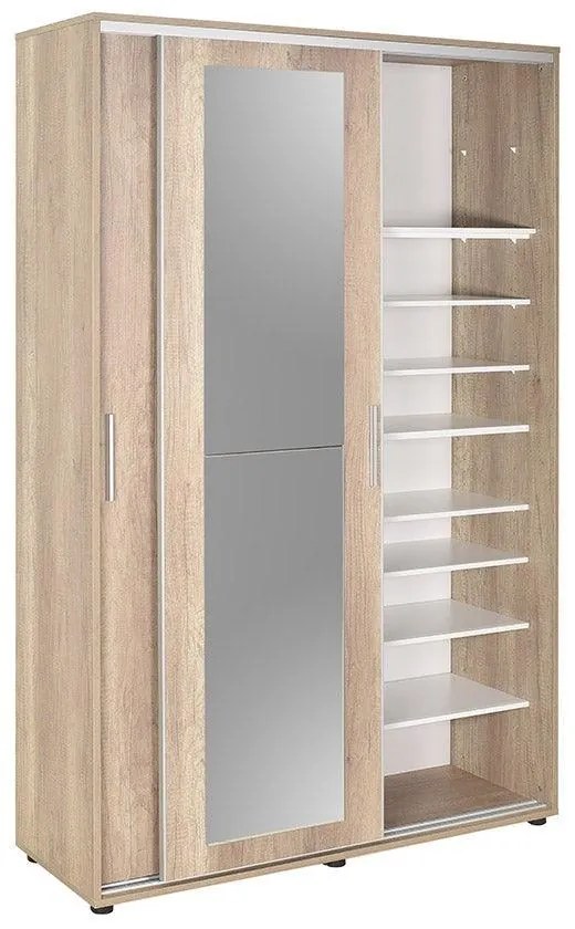 Pantofar Adore Porto cu cuier, 2 usi cu oglinda, 12 rafturi, capacitate 35 perechi incaltaminte, 120 x 212 x 40 Cm