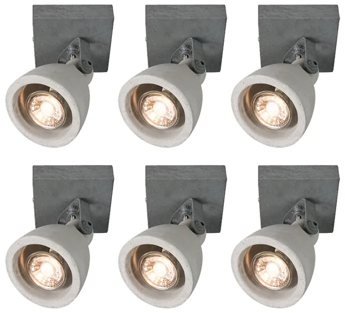 Set de 6 spoturi industriale gri beton cu 1 lumină - Creto