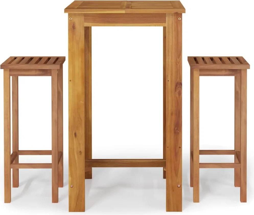 vidaXL Set bar de grădină, 3 piese, lemn masiv de acacia