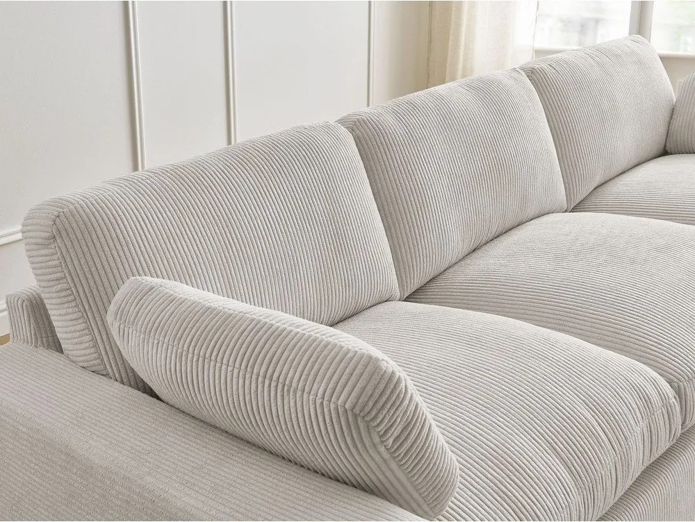 Canapea bej cu tapițerie din catifea reiată 250 cm Belair – Bobochic Paris