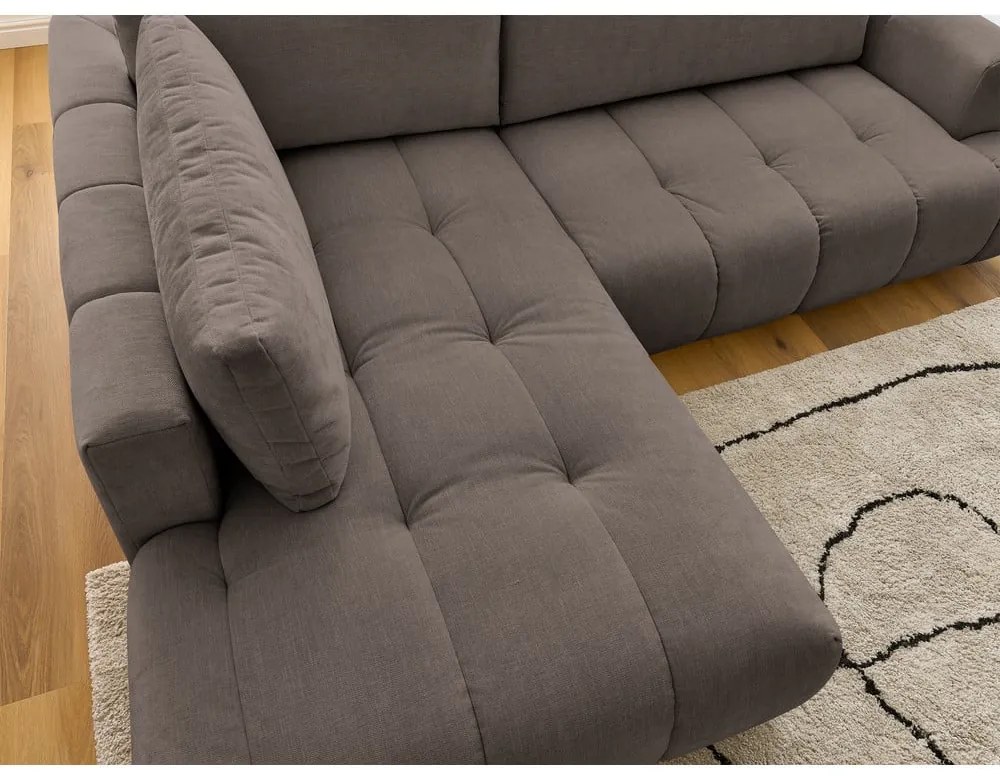 Colțar taupe extensibil/cu spațiu de depozitare (cu colț pe partea stângă/în formă de ”L”) Fuji – Bobochic Paris