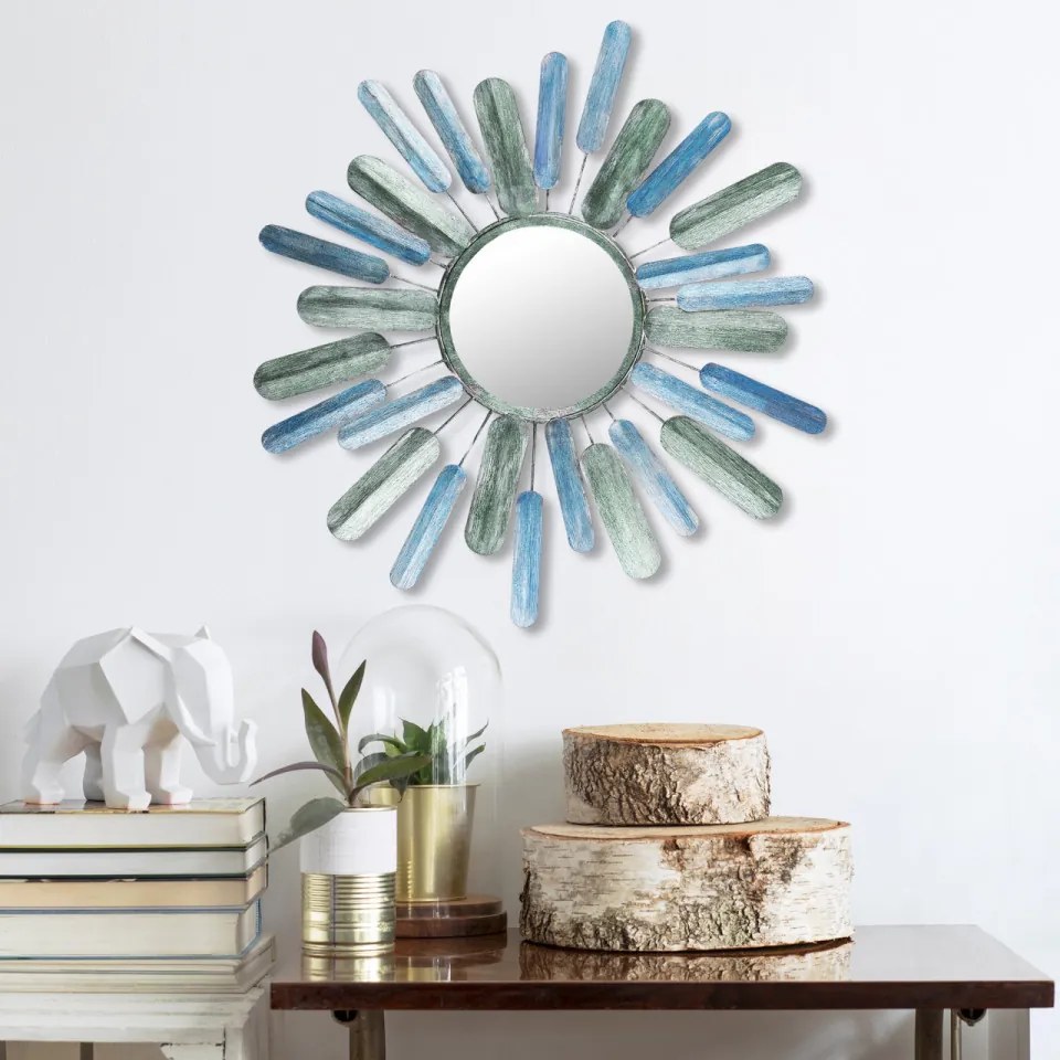 Accesoriu Decorativ de Perete Metal Art Mirror Sun, Metal