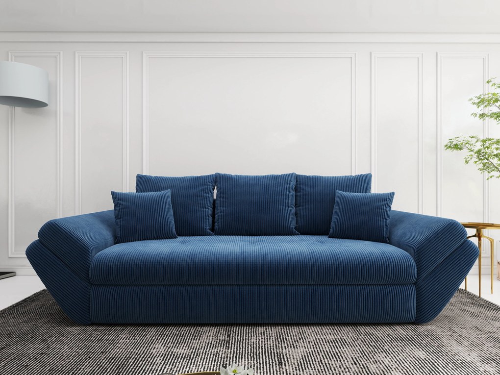Canapea extensibilă dumonde cu ladă de depozitare si sezut confortabil din spuma high-density, Loana Zoom Blue 250x100 cm