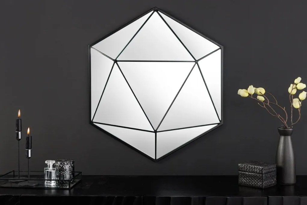 Oglinda de perete decorativa Diamond 60cm, negru