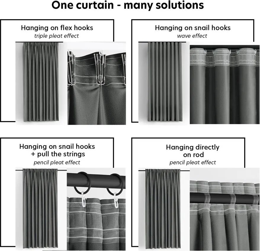 Draperie gri închis dimout (semi-opacă) din catifea 530x300 cm Velto – Filumi