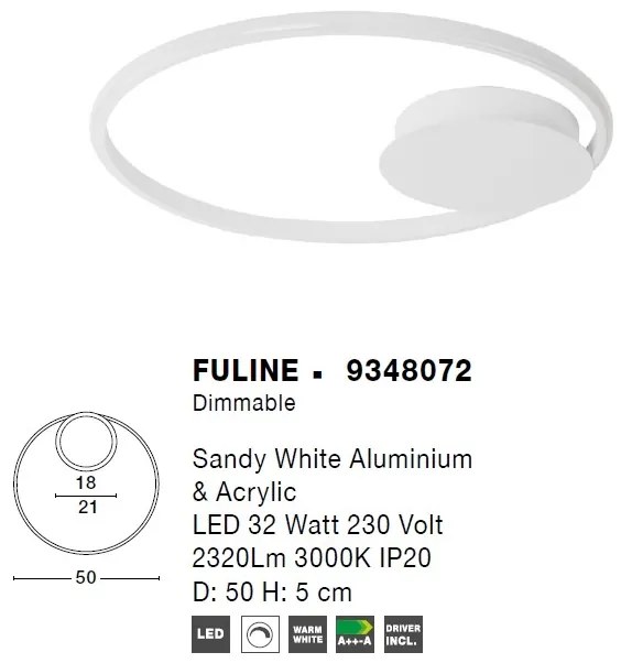 Lustra LED aplicata design modern circular FULINE alba NVL-9348072