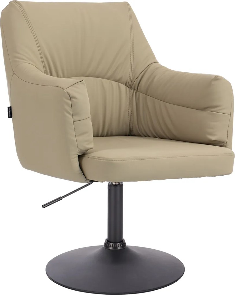 HR840N Scaun Crem Piele Ecologica Premium Soft cu Bază Neagră