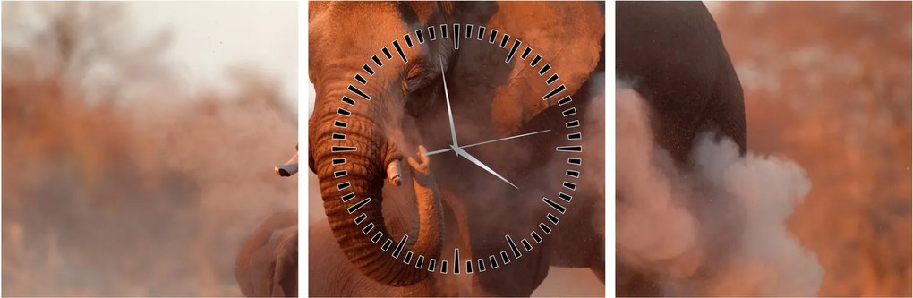 Tablou - Marele elefant african (cu ceas) (90x30 cm)