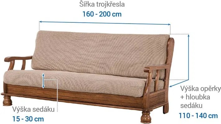 Nueva Textura Huse care se întind foarte bine NIAGARA alunei 3fotoliu cu manere de lemn (l. 160 - 200 cm)