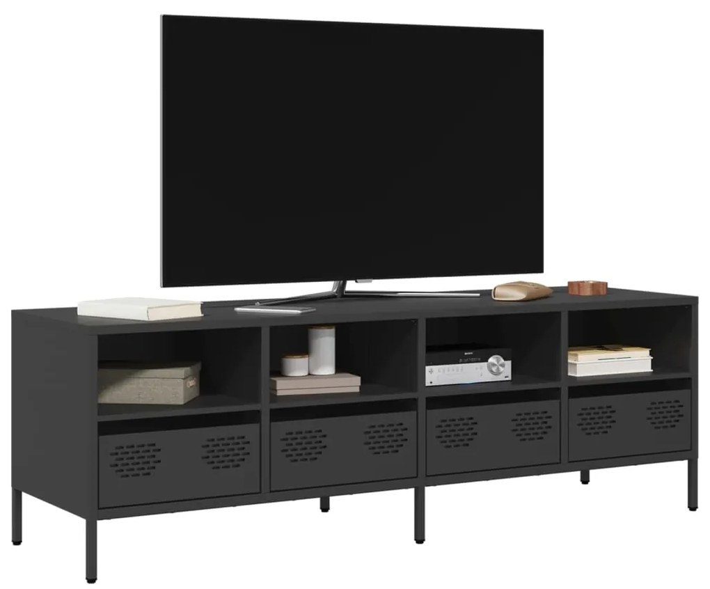 vidaXL Dulap TV, negru, 135x39x43,5 cm, oțel laminat la rece