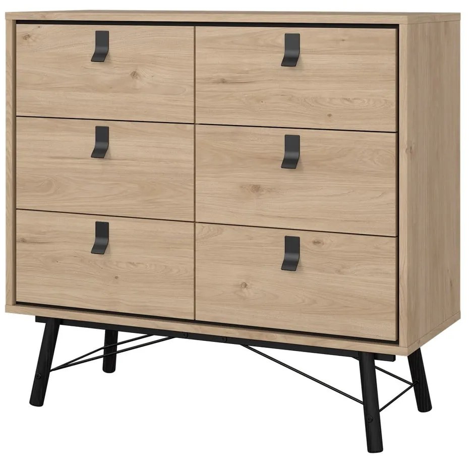 Comodă în culoare naturală joasă cu aspect de lemn de stejar 102x99 cm Ry – Tvilum