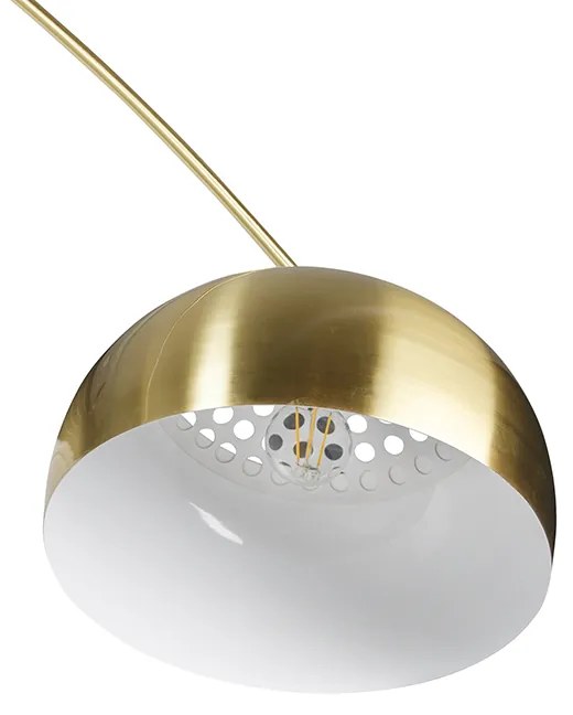 Lampă de podea din alamă cu bază din marmură neagră cu abajur din alamă - XXL