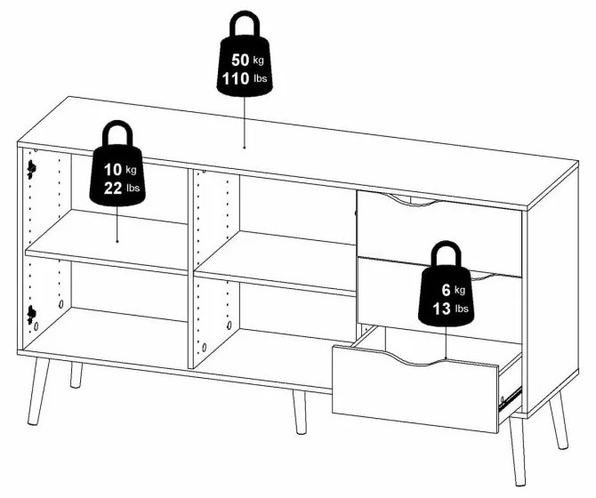 Comoda alba OSLO 75381 cu 3 sertare