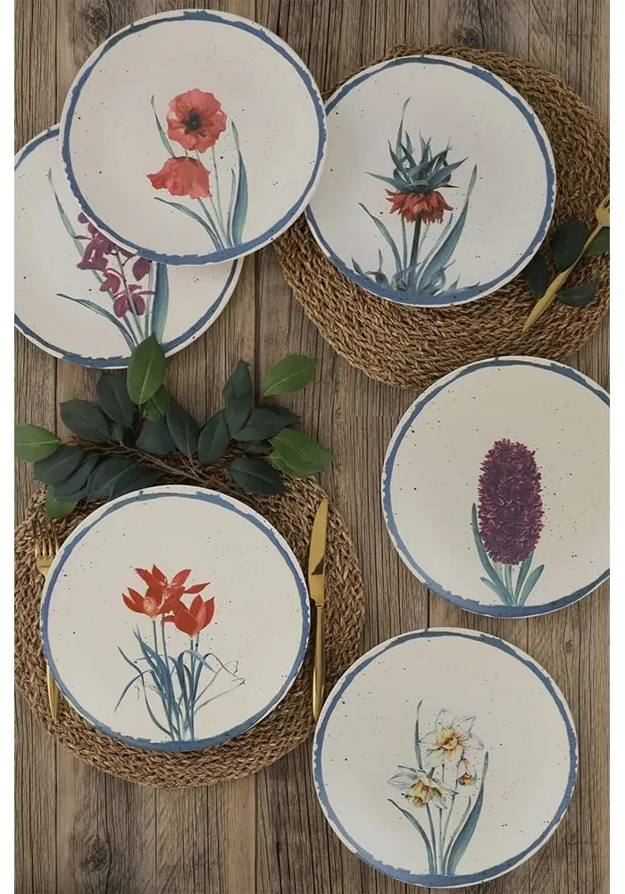Set 6 farfurii din ceramică My Ceramic Flower, ø 25 cm | BIANO