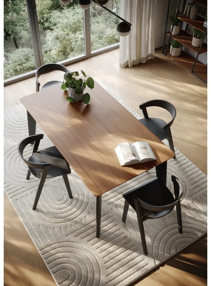 Masă de dining în culoare naturală extensibilă cu blat cu aspect de lemn de nuc 100x180 cm Shadow – TemaHome