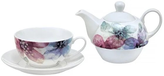 Set ceainic, ceasca si farfurie, 3 piese, Watercolour