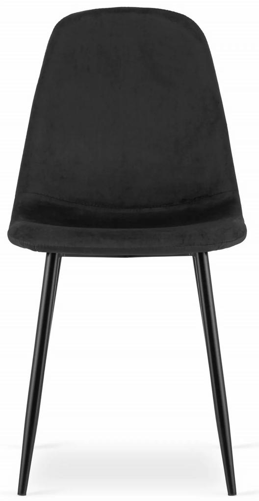 Scaun de masa din catifea Culoare negru cu picioare negre, COMO
