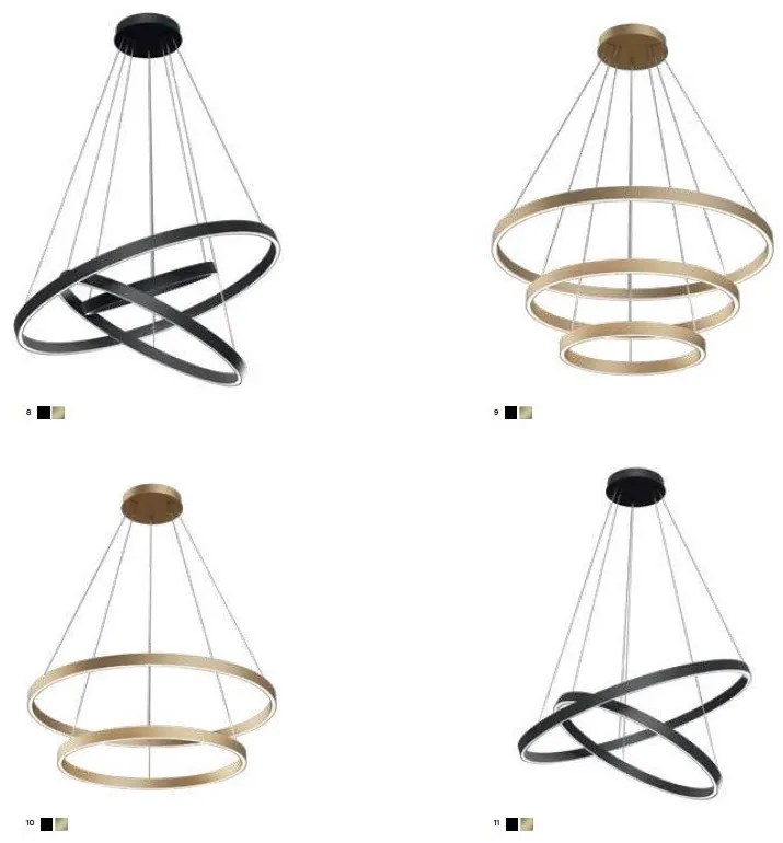Lustra LED suspendata design modern Rim negru 80cm, 3000K