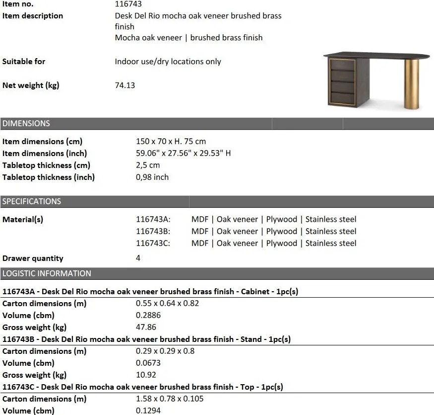 Birou elegant design LUX furnir de stejar Del Rio